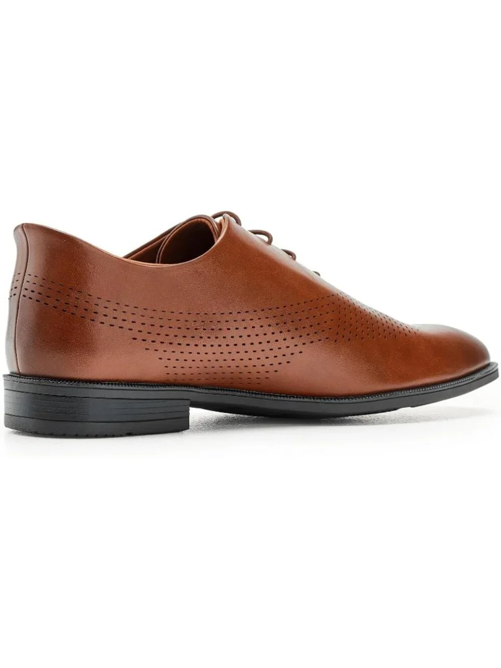 Marc Joseph Men's Cognac Faux Leather Closed Toe Casual Oxford Block Heel Shoes